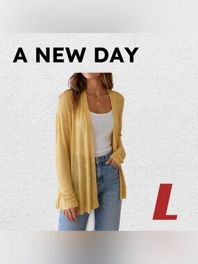 🇺🇸👍GUC A NEW DAY | L | Yellow Ribbed Lightweight open front cardigan ❗️read
